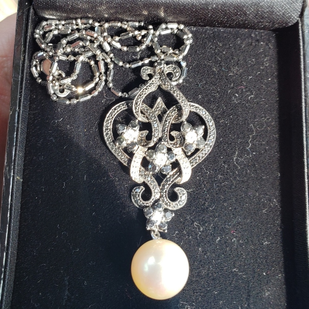 14k Black Gold & White Gold Diamond Pendant